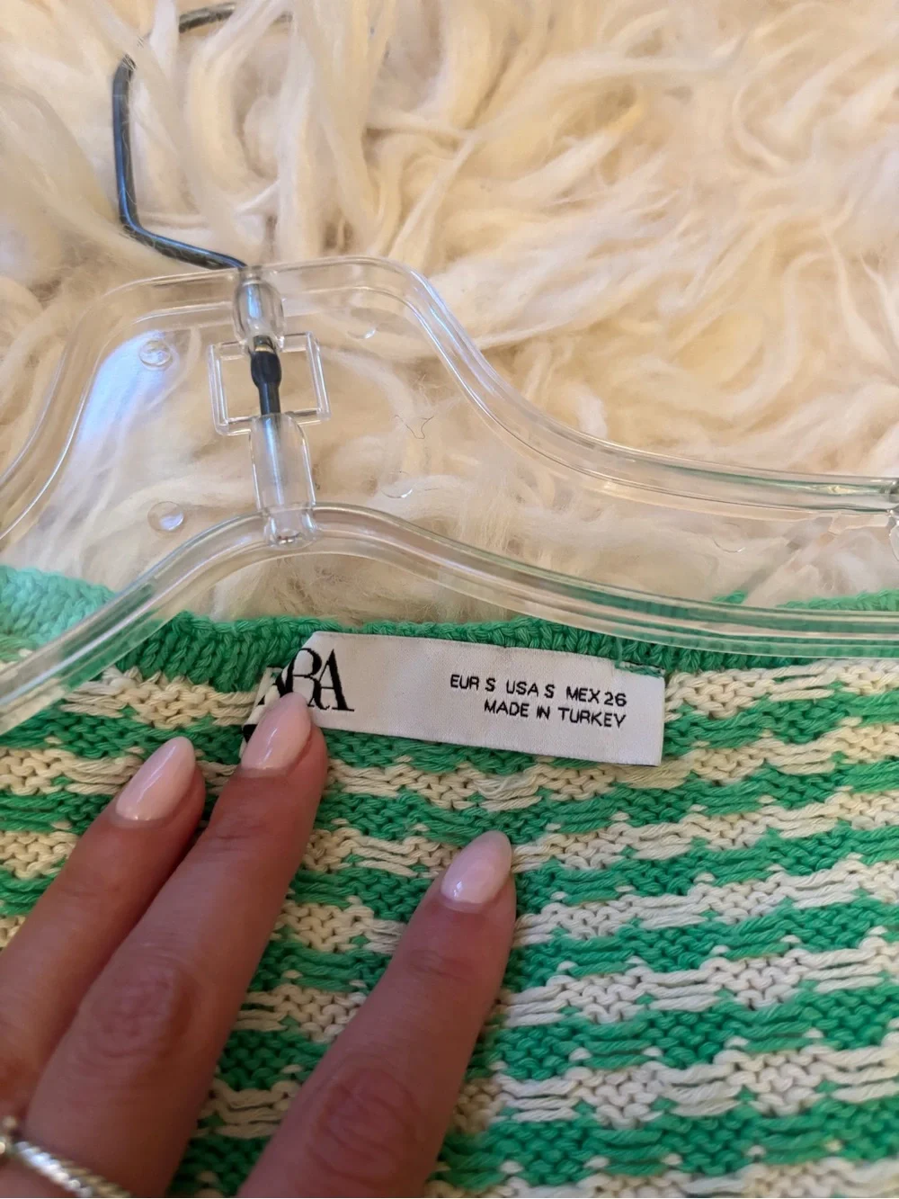 Zara Green & White Knit Lace-Up Crop Top